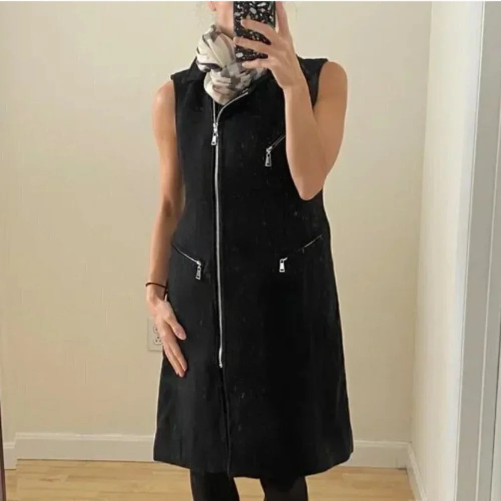 NWT 7 for all Mankind Motorcyle Long Asymmetrical Zip Vest Size X-Small